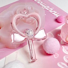 シリコンモールド　魔法の杖　ステッキ　ハート　リボン　キーホルダー　レジン　粘土