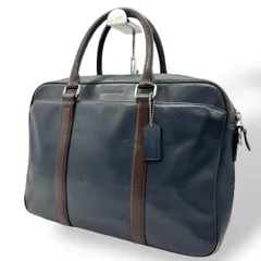 440 コーチ ビジネスバッグ ブリーフケース レザー バイカラー ネイビー