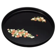 紀州塗り お盆 トレー 30cm 丸盆 黒 和み春秋 成願義夫 おしゃれ おぼん トレイ 日本製 国産