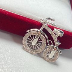 自転車モチーフブローチ　K18/K14WG　ダイヤモンド0.45ct