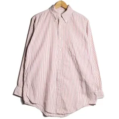 90’s USA製 ブルックスブラザーズ Makers ストライプ ピンオックスフォード ボタンダウンシャツ (15 1/2-2) エンジ×白 旧タグ アメリカ製　アメリカ古着 USED  ビンテージ ヴィンテージ