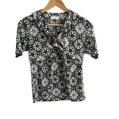PINK HOUSE - PINK HOUSE(ピンクハウス) 半袖カットソー サイズL レディース美品  - 黒×白×マルチ Vネック/ドット柄 PINK HOUSE(ピンクハウス) 半袖カットソー サイズL レディース美