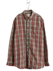 【お得なクーポン配布中!】 00s エルエルビーン チェック 長袖 ボタンダウン フランネル シャツ メンズ L 古着 オールド コットン 長袖シャツ ネルシャツ マルチカラー