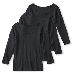 【新品】 [グンゼ] 長袖インナー 3枚組 BASIC 肌にやさしい綿100% 8分袖インナー セット ベーシック GM00463 レディース ブラック L 0