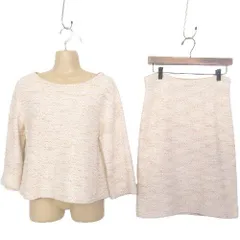 【美品】クードシャンス★大人可愛い！煌めくラメツイードニット プルオーバーとスカート セットアップスーツ サイズ38ピンク系 ＊z4574s