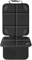 Ahsa2nd 羽付きチャイルドシート保護マット ペットゲージ保護マット 極厚カバー 小物収納バック付き シートバックポケット 羽なし ブラック(羽なし ブラック)