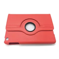 【特価商品】自動ウェイブ iPadmini用ケース 自動スリープ機能付き iPadmini2 ライチ皮 360度回転 mini1 レザーケース タブレットケース・カバー iPad (赤)