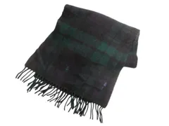 【お得なクーポン配布中!】 90s スコットランド製 ポロ ラルフローレン チェック フリンジ付き ウール マフラー メンズ レディース / 古着 オールド ブラックウォッチ