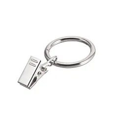 uxcell カーテンクリップリング ドレープリング フック付き 金属 ウィンドウカーテンロッド用 25 mm内径 3.5 mm厚さ シルバートーン 10個