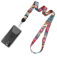 新品 [Doormoon] 首掛けストラップ 携帯ストラップ ネックストラップ スマホ ショルダー 長さ調整可能 斜め掛け 首から下げる すとらっぷ 着脱簡単 全機種対応 紛失/落下防止 iphone/デジカメなど適応 花柄 透明ストラップホルダー 2枚 (赤