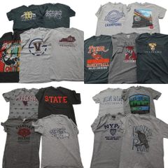 古着卸 まとめ売り グレー ボディ プリント 半袖Tシャツ 18枚セット (メンズ S /M ) チームロゴ アニマル 動物 英文字 中古 古着 NA6951