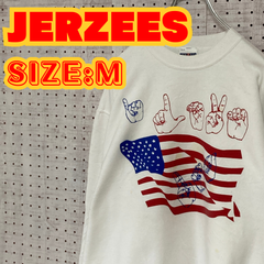 【ヴィンテージ】JARZEES　ジャージーズ　90's　スウェット　フロントプリント　Ｍ　ホワイト　US古着　MTSW2310-133