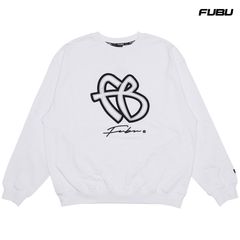 FUBU FB CREWNECK SWEAT【WHITE】(L・XL)(フブ メンズ 大きいサイズ トレーナー スウェット クルーネック 長袖 ロングスリーブ ロゴ)