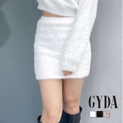 【SALE】【即納】シャギータイトスカートライクショートパンツ GYDA ジェイダ 072460887101 gyda レディース スカート シャギーニット ミニスカート フリーサイズ ベージュ GYDA スカート gyda タイトスカート 新品 正規品