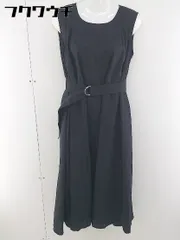 ◇ ◎ natural couture ベルト付き Aライン ノースリーブ 膝下丈 ワンピース サイズ F ブラック レディース  【中古】 【1111220011994】
