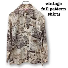 vintage 総柄 ポリエステル シャツ ユニセックス ヴィンテージ ビンテージ ★ ■◇