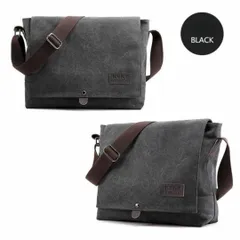 メッセンジャーバッグ（ブラック）ショルダーバッグヴィンテージバッグかばん