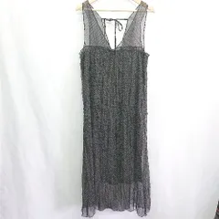 ◇ ⊂ flower ドット 水玉 シアー アシンメトリー 袖なし ロング ワンピース サイズF ブラック レディース E  【1410100021123】のサムネイル