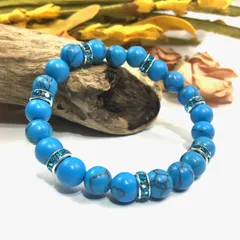 パワーストーン ブレスレット ターコイズ  （ライトブルー）レディース 女性  数珠ブレス 開運 プレゼント ギフト  [9]