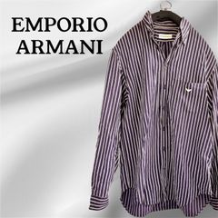 EMPORIO ARMANI シャツ 16/41 アルマーニ ネイビー  綿 長袖 メンズ ボタンダウン シャツ  ＸＬ