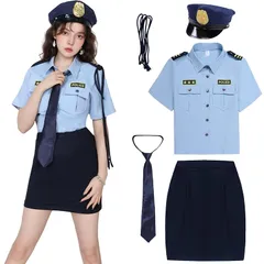 【新品】 [Formemory] ポリス コスプレ 警察 ハロウィン コスプレ 制服 コスチューム 衣装 パーティー 仮装ミニスカポリス ハロウィン cosplay レディース婦警 ミニスカート 文化祭 (ブルー, XL) 0