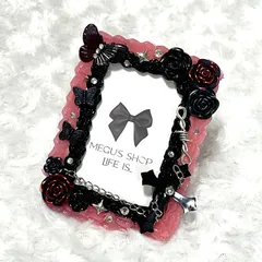 ホイップデコ 硬質ケースデコ ブラック×レッド 十字架 バラ 蝶々 255