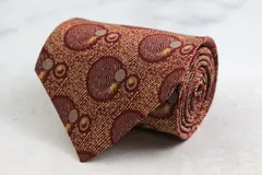 タケオキクチ ブランド ネクタイ 総柄 ドット パネル柄 シルク PO メンズ ワインレッド TAKEO KIKUCHI 【中古】